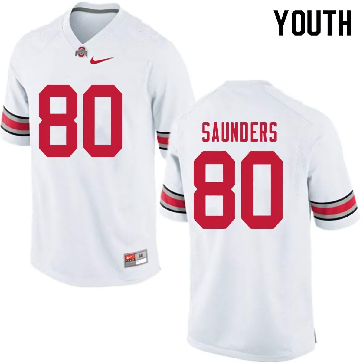 C.J. Saunders Ohio State Buckeyes Youth NCAA #80 Nike White College Stitched Football Jersey QYA4856MK